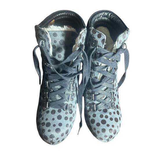 Lola Ramona Angie boot leather Cow hair grey and black animal print eu 38 us 7.5 - Picture 4 of 11